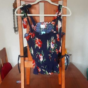 Ruched Floral Crop Top